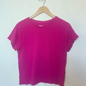 Pilcro waffle knit ruffle lettuce hem Raspberry XL‎